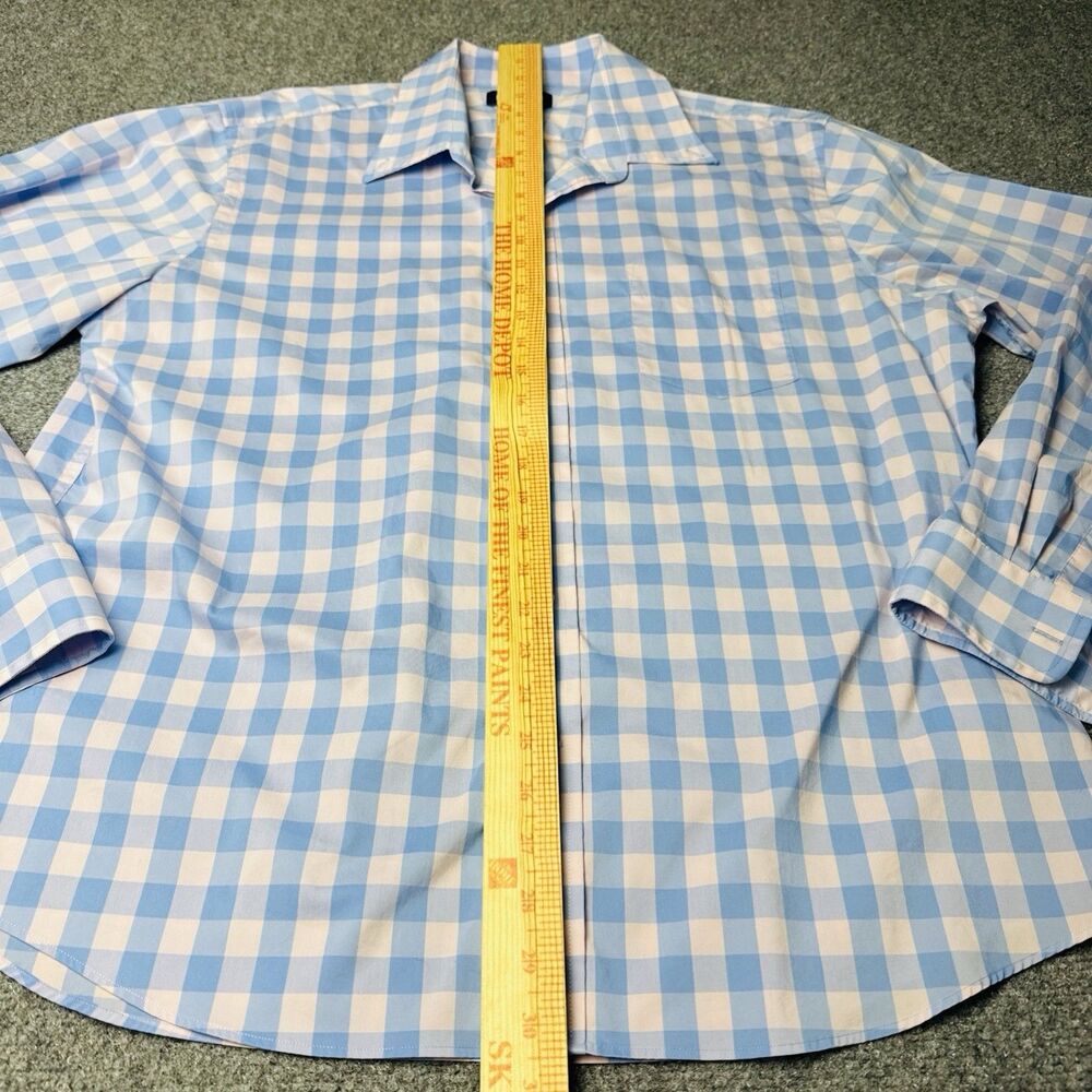 Lands End Traditional Fit Mens Long Sleeve Blue Pink Button Shirt 16-16.5 Large - Picture 5 of 7